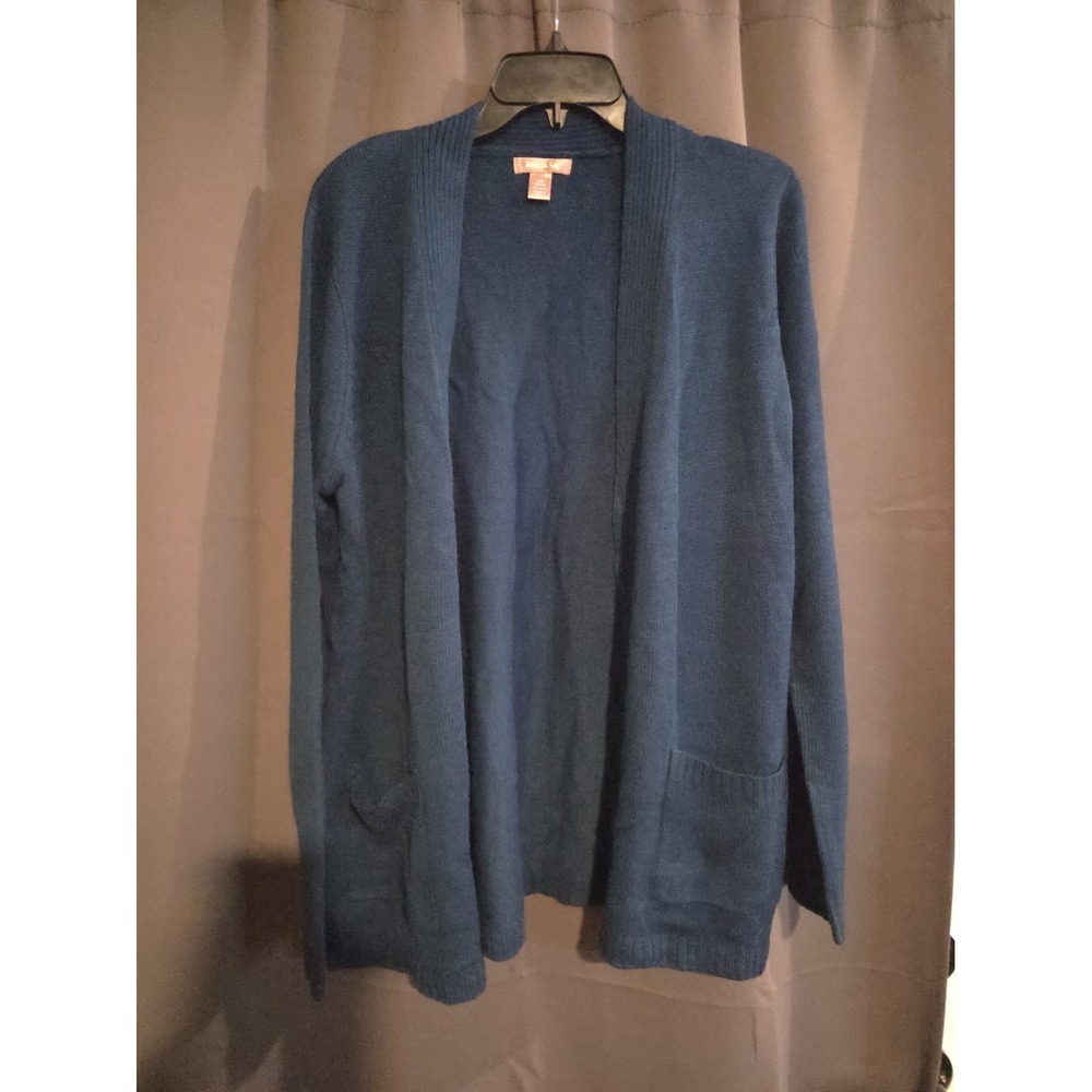 White Stag Women's Blue Open-Front Shawl Collar Knit Cardigan Sweater Large L